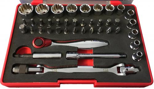 1/4" Hylsnyckelsats splinelock (41 delar)