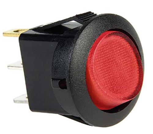 TRYCKVIPPSTRÖMSTÄLLARE, ON/OFF,  BELYST RÖD 12V DC, 10A