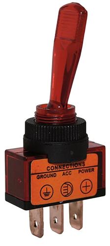 VIPPSTRÖMSTÄLLARE, ON/OFF, 20 A @ 12 V DC, RÖD