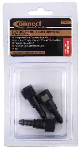 Connect bränslekoppling hona, rak (3-pack)