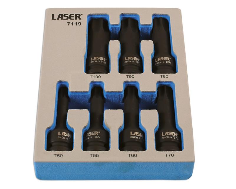 Laser 7119 Torxhylssats T50-T100 Extra duty