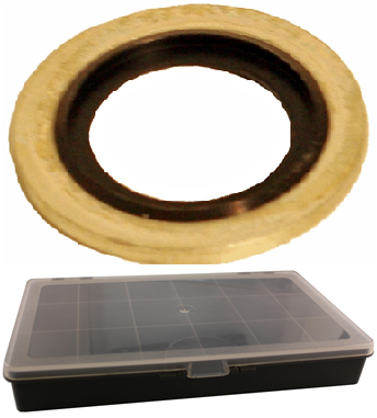 Sortimentlåda - Gummistålbrickor mm 140st