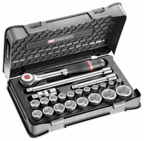 Facom S.360-3P6 1/2" hylsnyckelsats 6pt 7-22mm (23 delar)