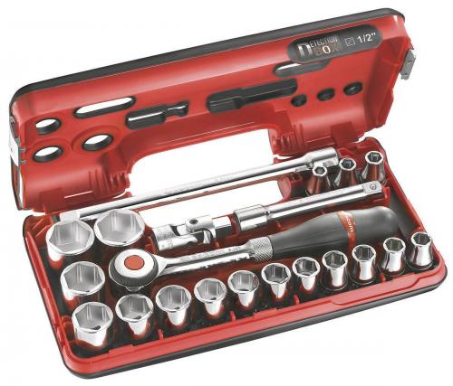 Facom S.360DBOX1 1/2" Hylsnyckelsats med 360-spärrskaft