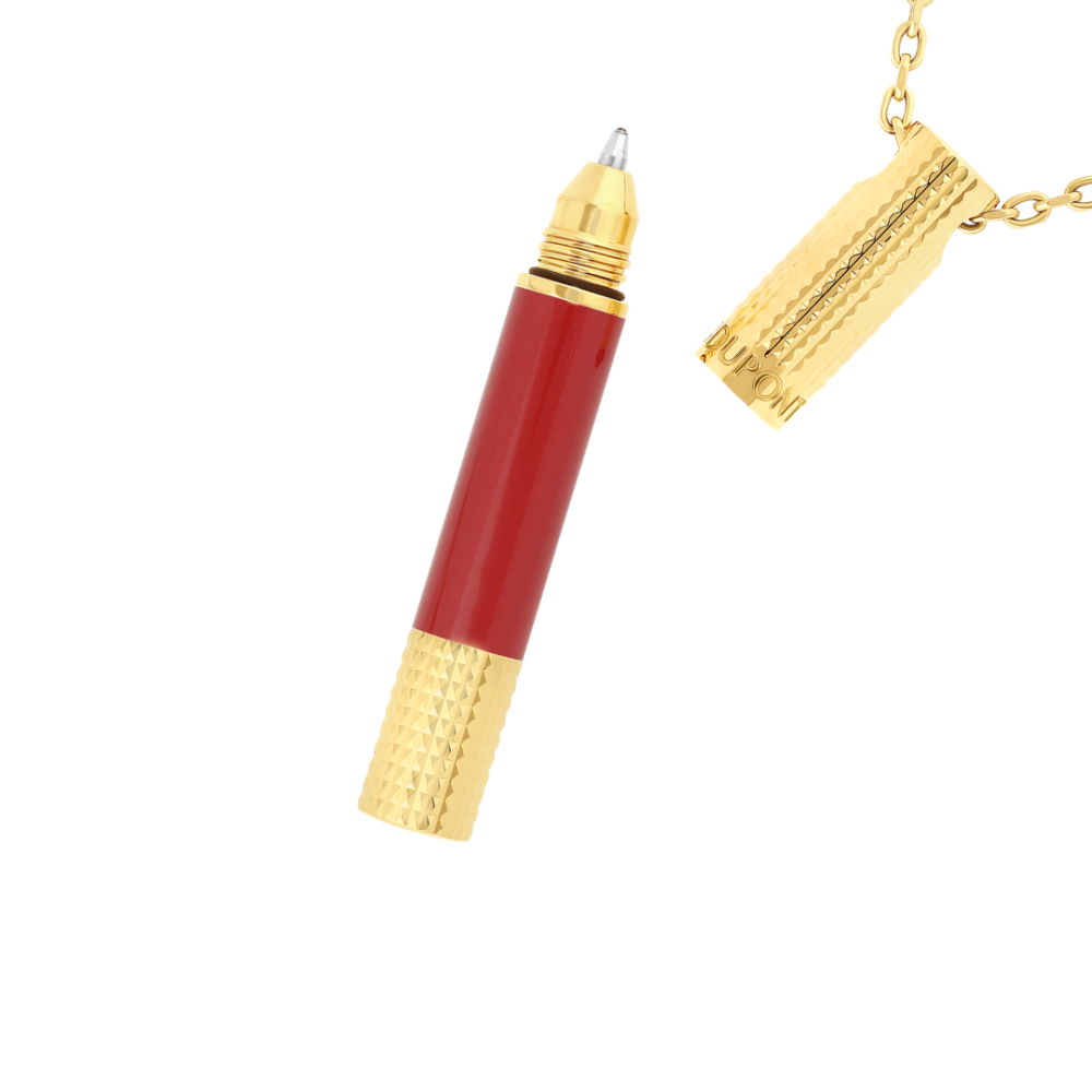 S.T. Dupont Mini Pen Necklace burgundy/guld