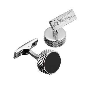 S.T. Dupont Manschettknapp Round Black / Palladium