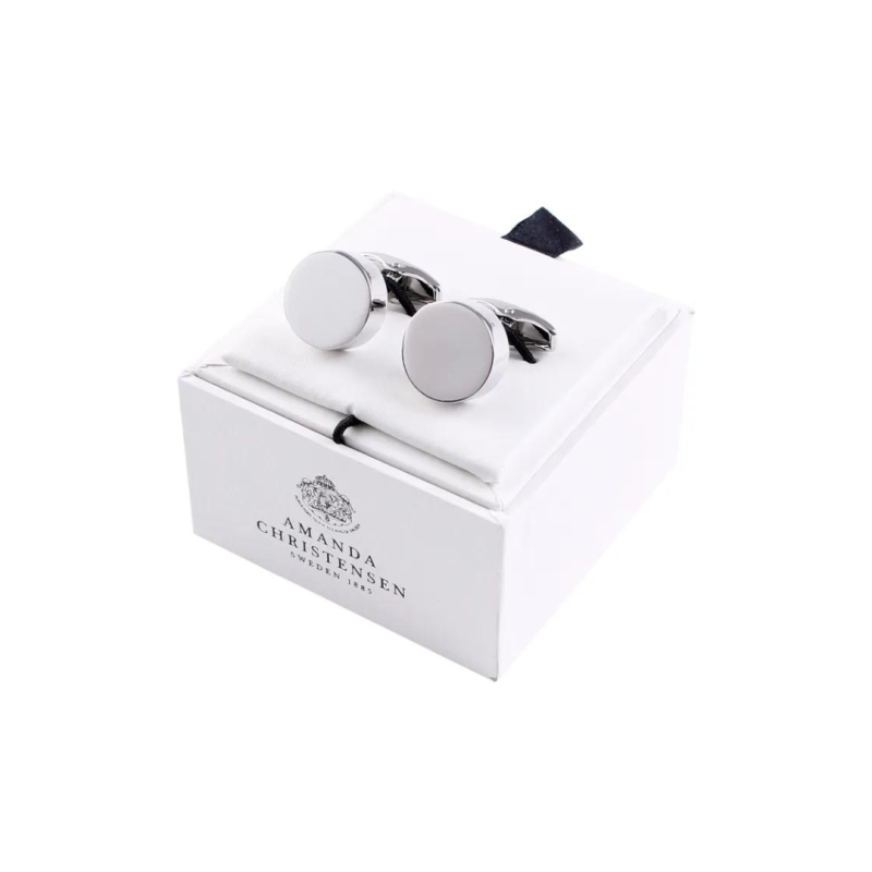 Amanda Christensen Manschettknapp Rund Vitmetall