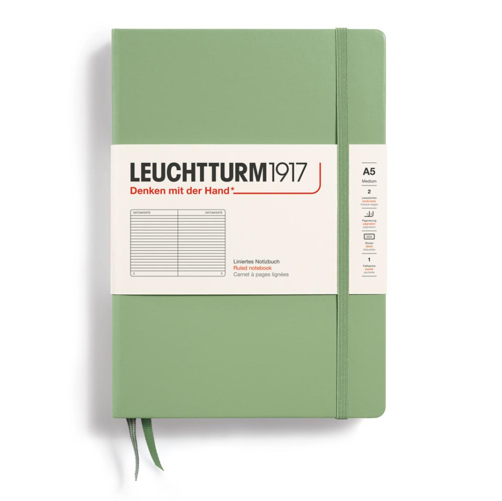 Leuchtturm A5 Muted Sage hård pärm linjerad