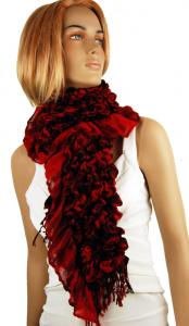 Röd sjal med svart