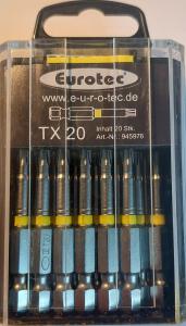 Eurotec bits 50mm 20st/frp 1/4" tx20 gul