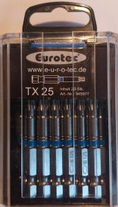 Eurotec bits 50mm 20st/frp 1/4" tx25 blå