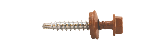 FARMARSKRUV 4,8X20 250st/frp MED BRICKA 14MM FZB RAL 8004 TEGELRÖD