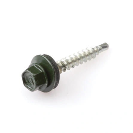FARMARSKRUV 4,8X35 200st/frp MED BRICKA 14MM FZB RAL 6007 FLASKGRÖN