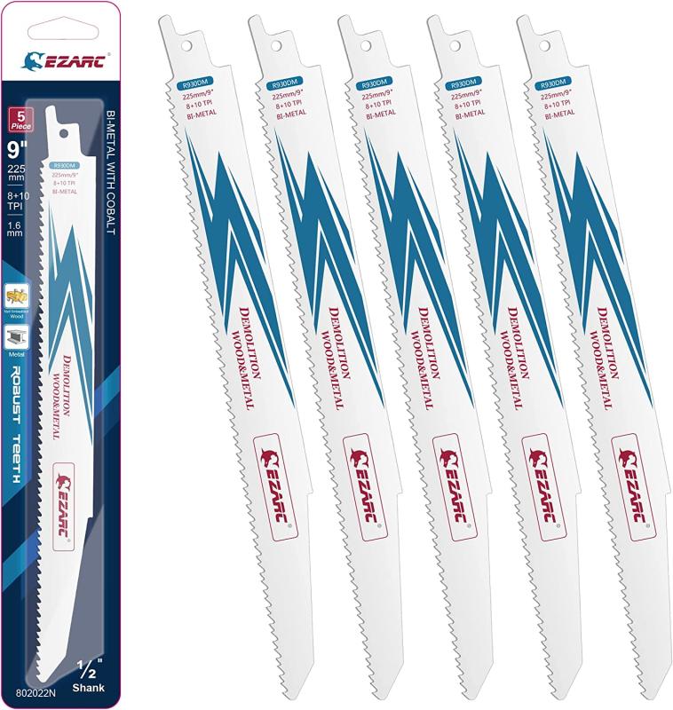 Tigersågblad 225mm 5st/frp Ezarc trä metall 8+10tpi