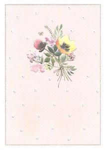Kort med blombukett på rosa botten - Pictura