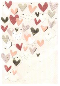 Kort med Hjärtan i olika färger, Präglat motiv - Pictura