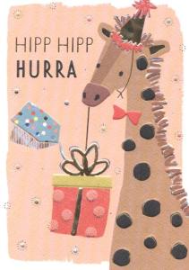 Kort med Giraff, Hipp hipp hurra, Präglat motiv - Pictura
