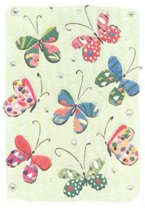 Kort med Färgglada fjärilar, Präglat motiv - Pictura