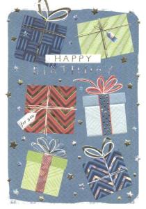 Kort med Paketer, Happy Birthday, Präglat motiv - Pictura