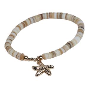 Armband, Pärlemor med sjöstjärna i guld, Ylva - the moshi
