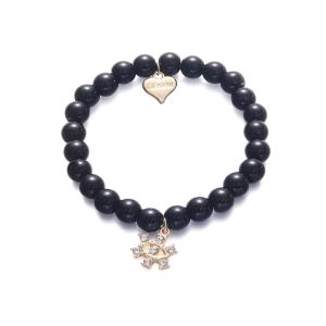 Armband Elastiskt, Svarta pärlor + öga i strass - Gemini