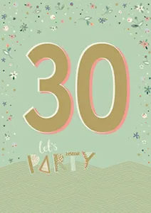 30 Let´s Party - Grönt kort med konfetti - Pictura