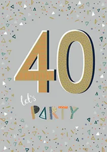 40 Let´s Party - Grått kort med konfetti - Pictura