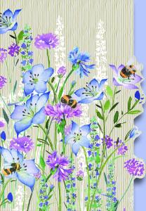 Äng i blått och lila med humlor, Dubbelt kort - Pictura
