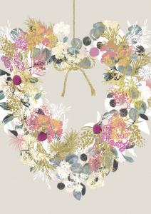 Hjärtkrans med blommor, Dubbelt kort - Pictura