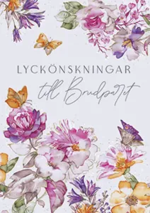 Lyckönskningar till Brudparet, Dubbelt kort med blommor och fjärilar, Pictura