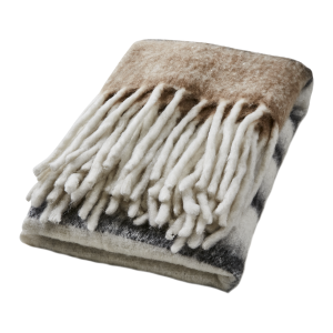 Filt Frasse, Randig Beige / Svart / Vit - Affari