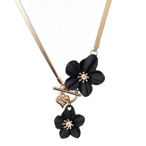 Halsband Kort, Två svart blommor - Gemini