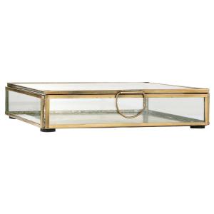 Glasbox med lock Solitaire Fyrkantig, Mässing finish - Ib Laursen