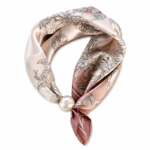 Scarves med magnetknäppe (vit pärla), Ljusrosa / Gammelrosa (70x70 cm) - Three M