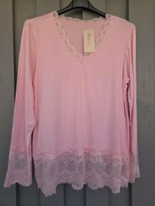Långärmad topp med spets, Rosa Tina - Caramelle Fashion