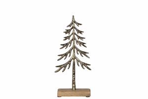 Julgran i metall med träfot (Höjd: 25 cm) -  A lot