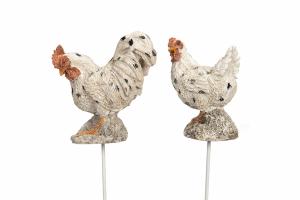 Höna, Vit med mörka fläckar, Stick - A lot