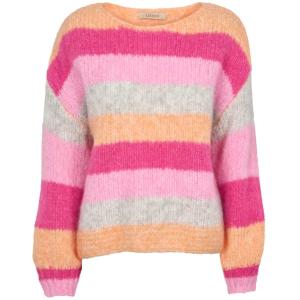 Stickad tröja, Randig Orange / Rose, Shella - Lecoco