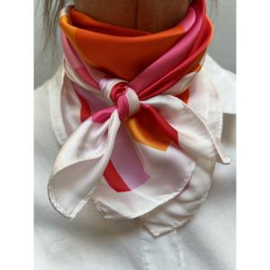 Scarves, Randig Röd / Orange / Rosa (70x70 cm) - Three M