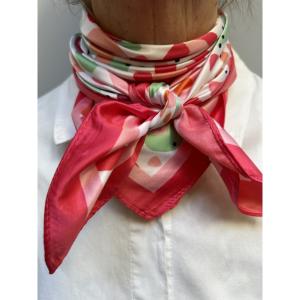 Scarves, Mönstrad Röd Multi  (70x70 cm) - Three M