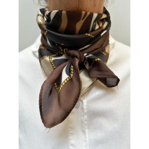 Scarves Animalprint, Brun / Svart / Creme / Kamel (70x70 cm) - Three M