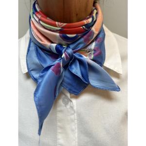 Scarves, Mönstrad Blå Multi  (70x70 cm) - Three M