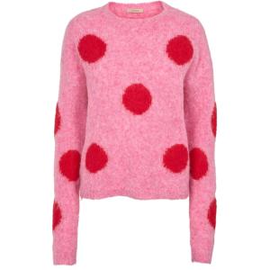 Stickad tröja, Rosa med röda prickar, Lelina - Lecoco