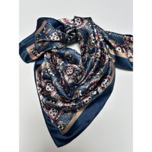 Scarves, Mönstrad Blå / Sand / Bordeaux (70x70 cm) - Three M