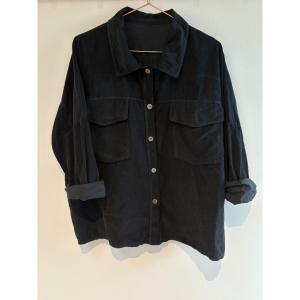 Skjorta Oversize, Svart Manchester, Alma - Three M