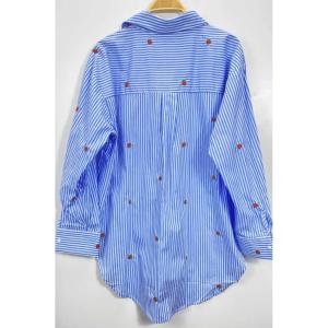 Skjorta, Blå / Vit randig med jordgubbar, Lina - Qnuz