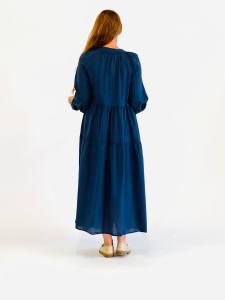 Maxiklänning, Broderi Anglaise Marinblå, Nelly - Cat & Co