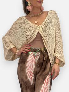 Stickad ponchotröja, Beige Emma - Gemini