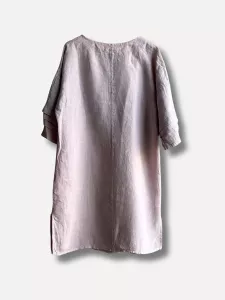 Linneklänning med sydda veck, Antik Rosa, Vera - Reunion