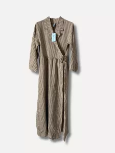 Linneklänning Omlott, Randig Brun / Vit, Marta - Reunion Home